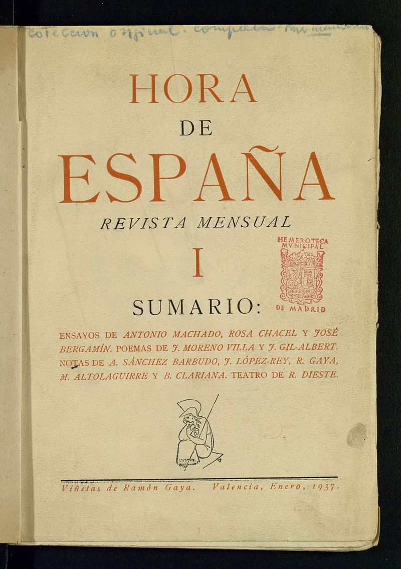 Hora de España de enero de 1937