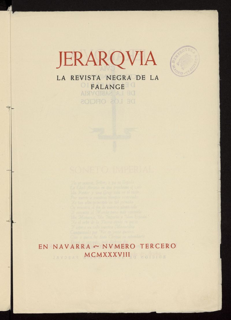 Jerarqua: la revista negra de La Falange del ao de 1938, n 3