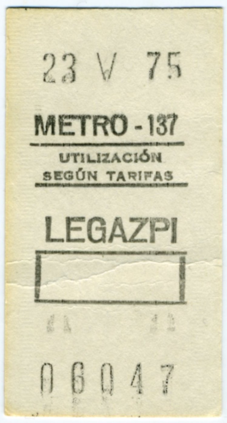 Billete de metro de Legazpi