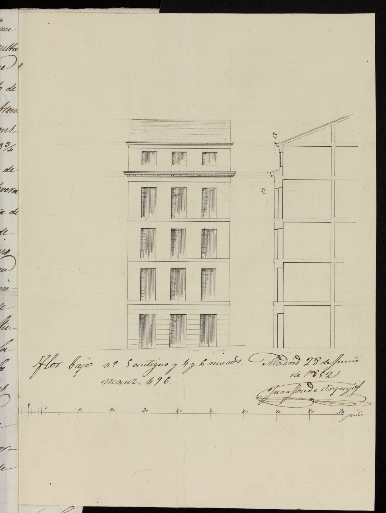 Licencia a D. Juan Lpez, para construir calle de la Flor Baja, n 4,6 y 5, manzana 496