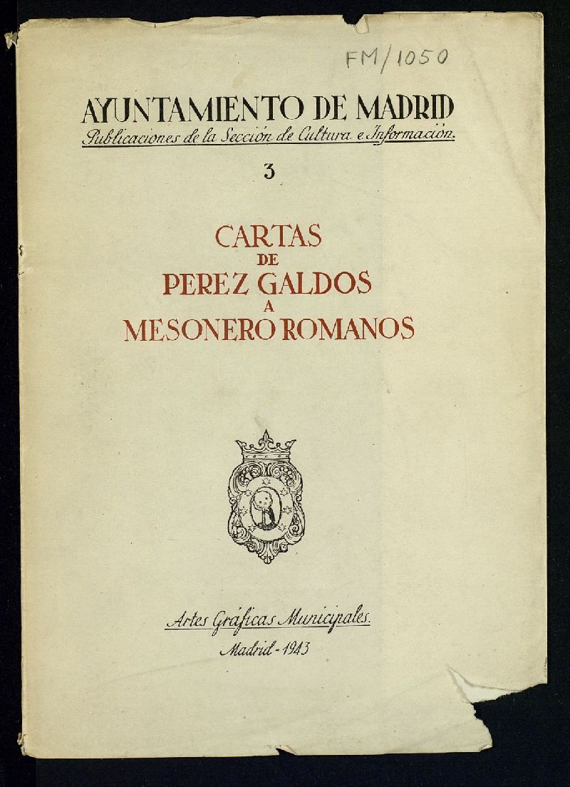 Cartas de Prez Galds a Mesonero Romanos