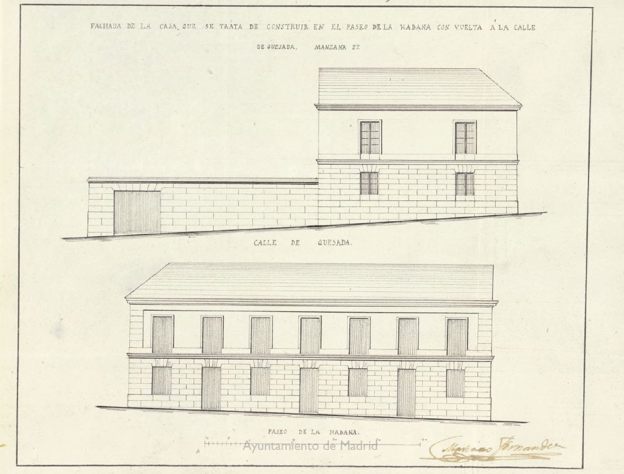 Licencia a D. Ramn Gonzlez, para construir una casa en Paseo de la Habana, manzana 27, Chamber