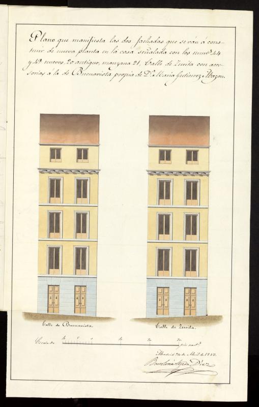 D M Gutirrez, sobre edificar de nueva planta la casa calle de Buenavista con accesorias a la de Zurita n 44 (actual n 20)