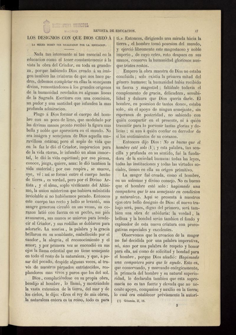 La Educanda: revista de educación del 15 de enero de 1861