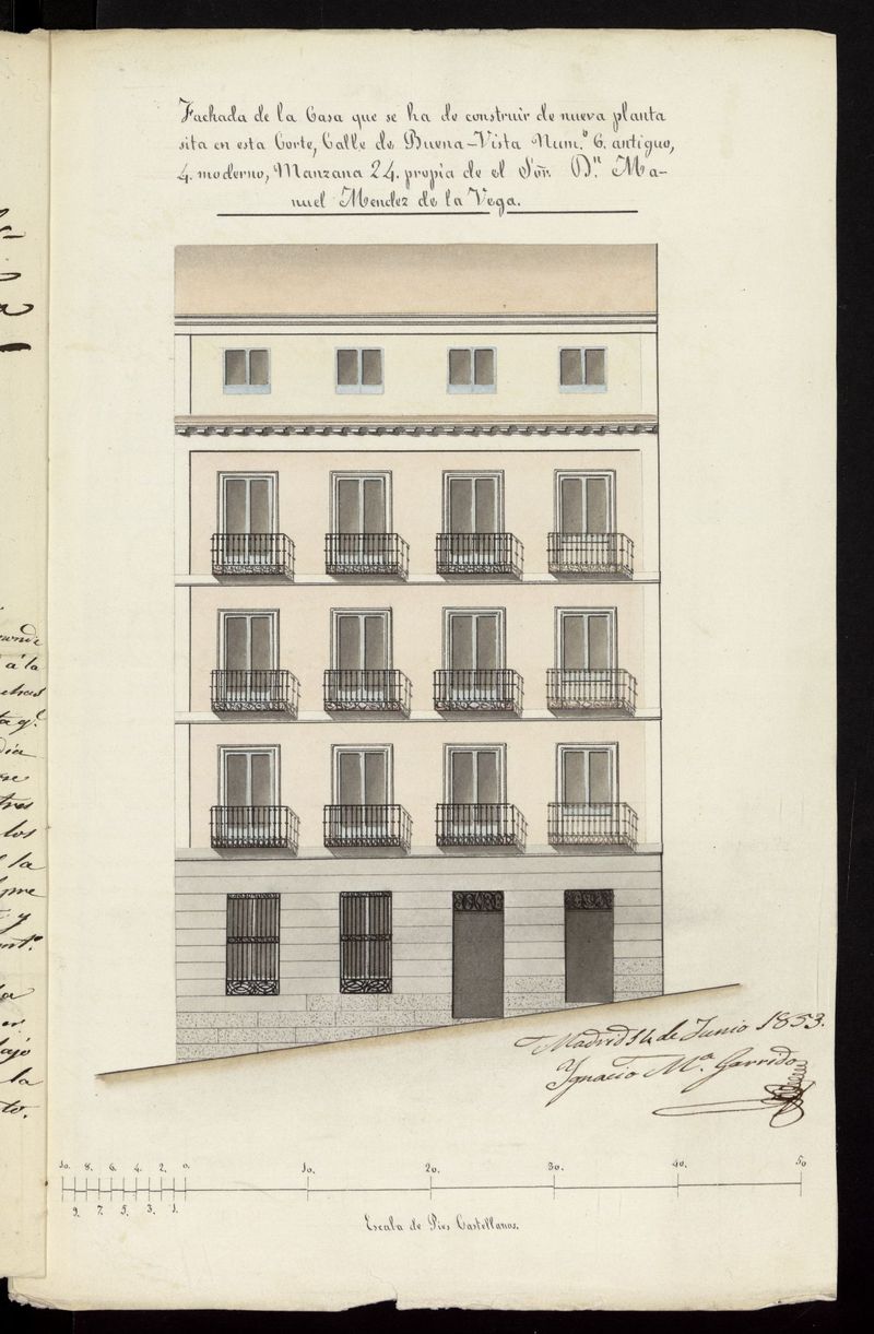 D. Manuel Menndez de la Vega, sobre construir de nueva planta la casa calle de Buena Vista n 4, manzana 24 (1853)