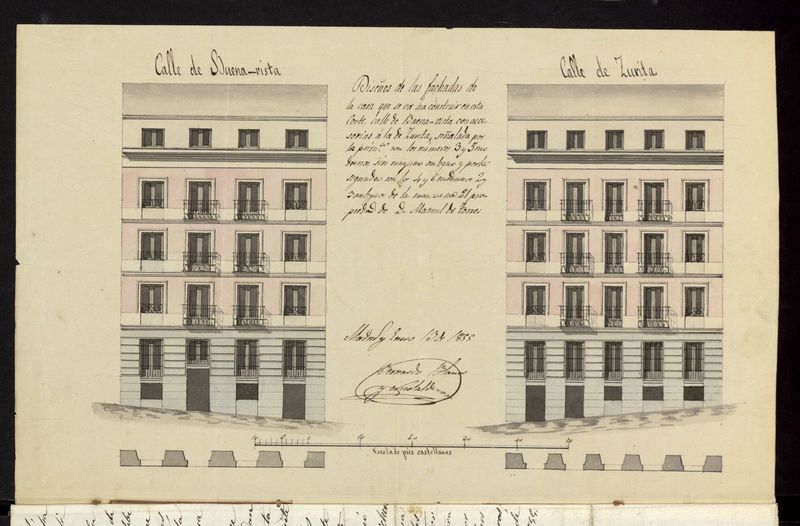 D. Manuel Torres, sobre construir de nueva planta una casa calle Buenavista n 3 y 5 moderno con accesorias a la de Zurita n 4 y 6 manzana 21. (1855)
