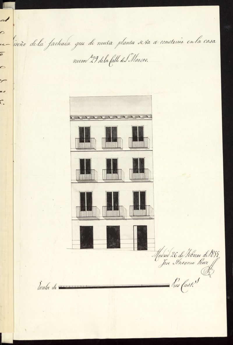D. Manuel Núñez, sobre edificar de nueva planta la fachada de la casa nº 29 moderno de la calle de S. Marcos (1855)