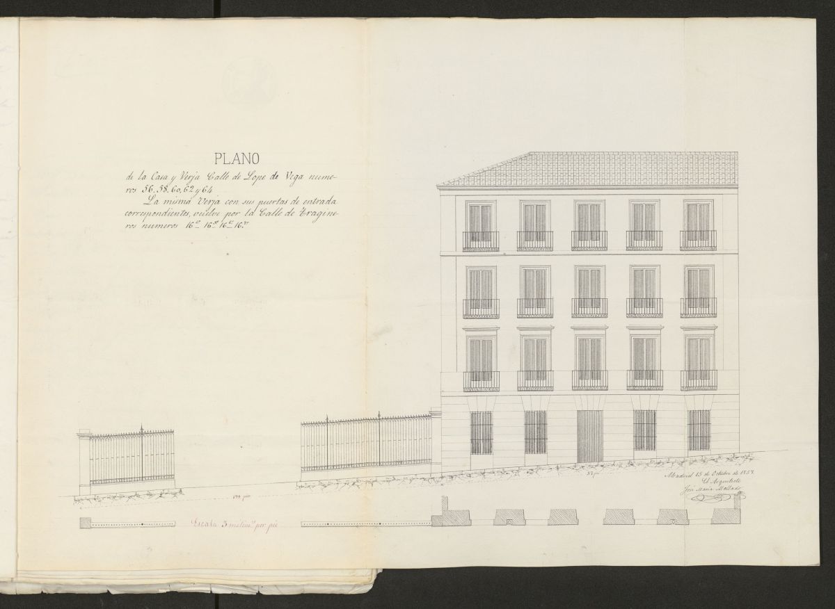 D. Jos Xifr, licencia para construir en el solar de la calle Tragineros, con vuelta a la de Lope de Vega, denominado Huerta de Jess. (1857)