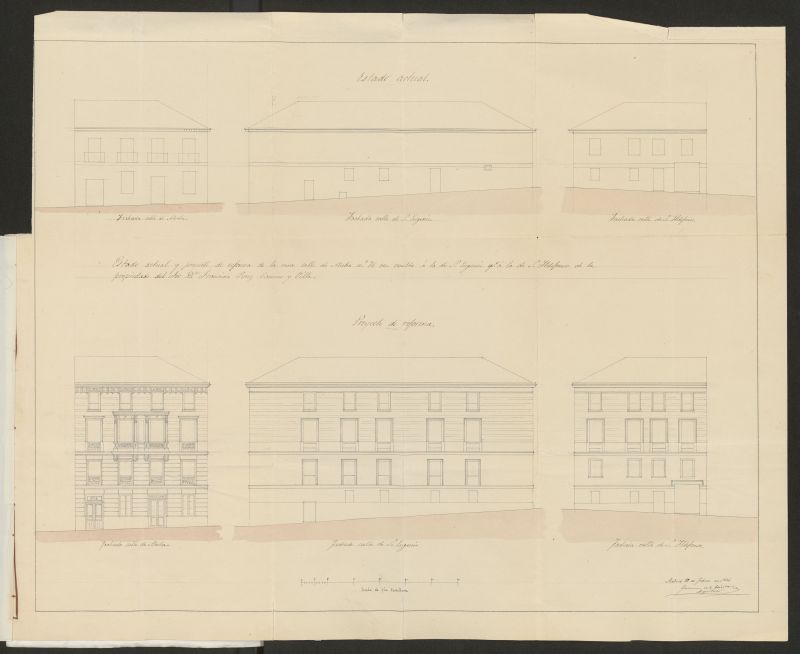 D. Francisco Camino y Villa, sobre aumento de piso 2º y sotabanco en la casa calle de Atocha nº 76, manzana 4. (1854)