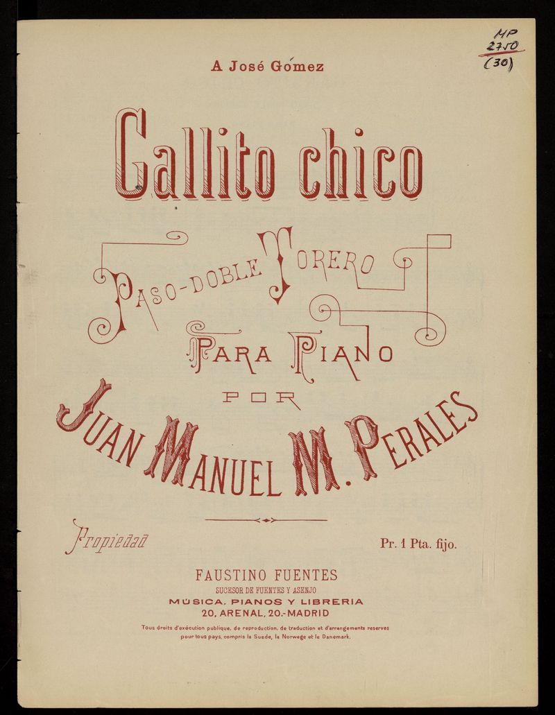 Gallito chico : paso-doble torero para piano