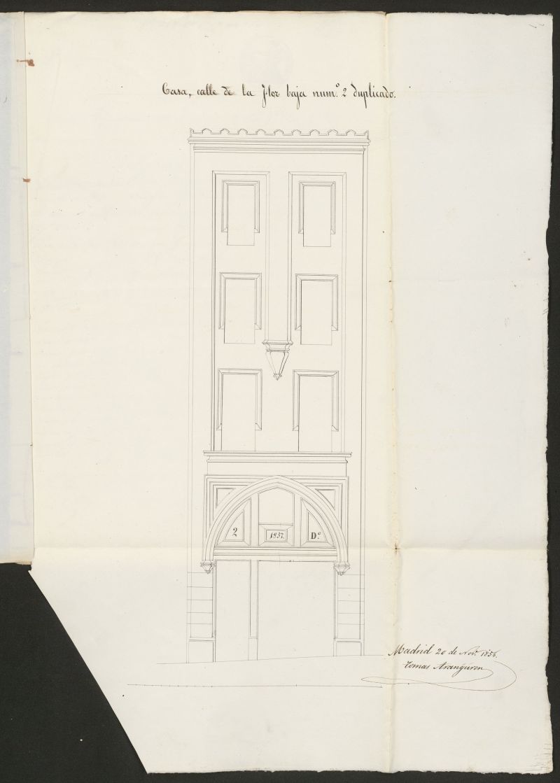 D Mara Mercedes Bulnes y Solera, licencia para edificar en la calle de la Flor Baja, n 2. (1856)