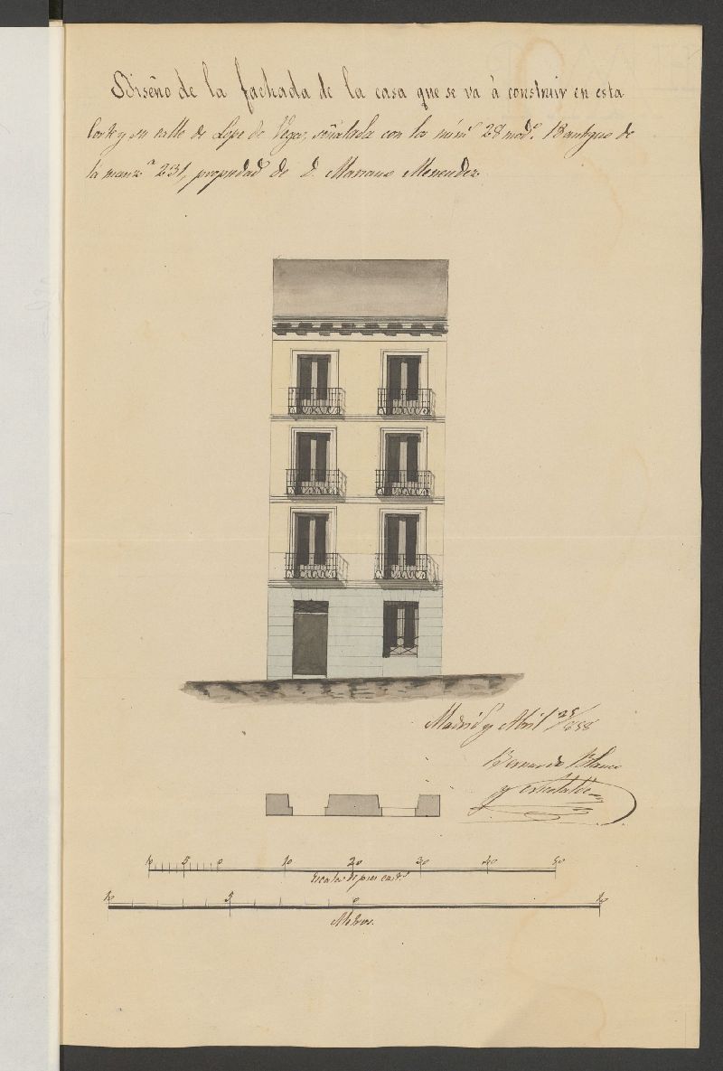 D. Mariano Menndez, licencia para construir de nueva planta, la casa calle de Lope de Vega, n 28, manzana 231. (1858)