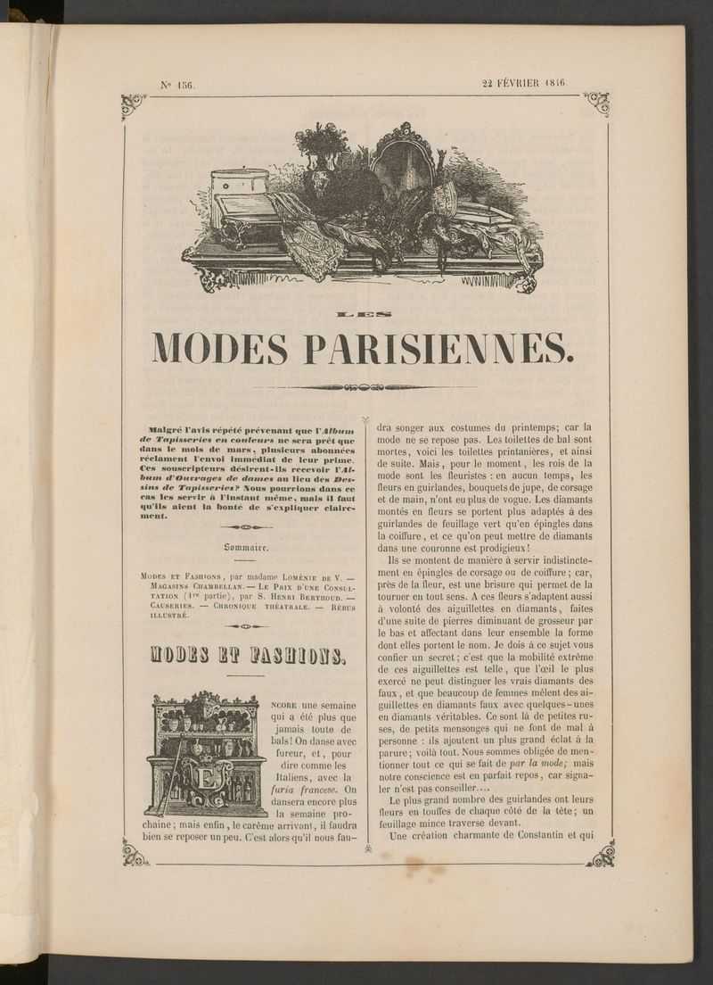 Les modes parisiennes del 22 de febrero de 1846