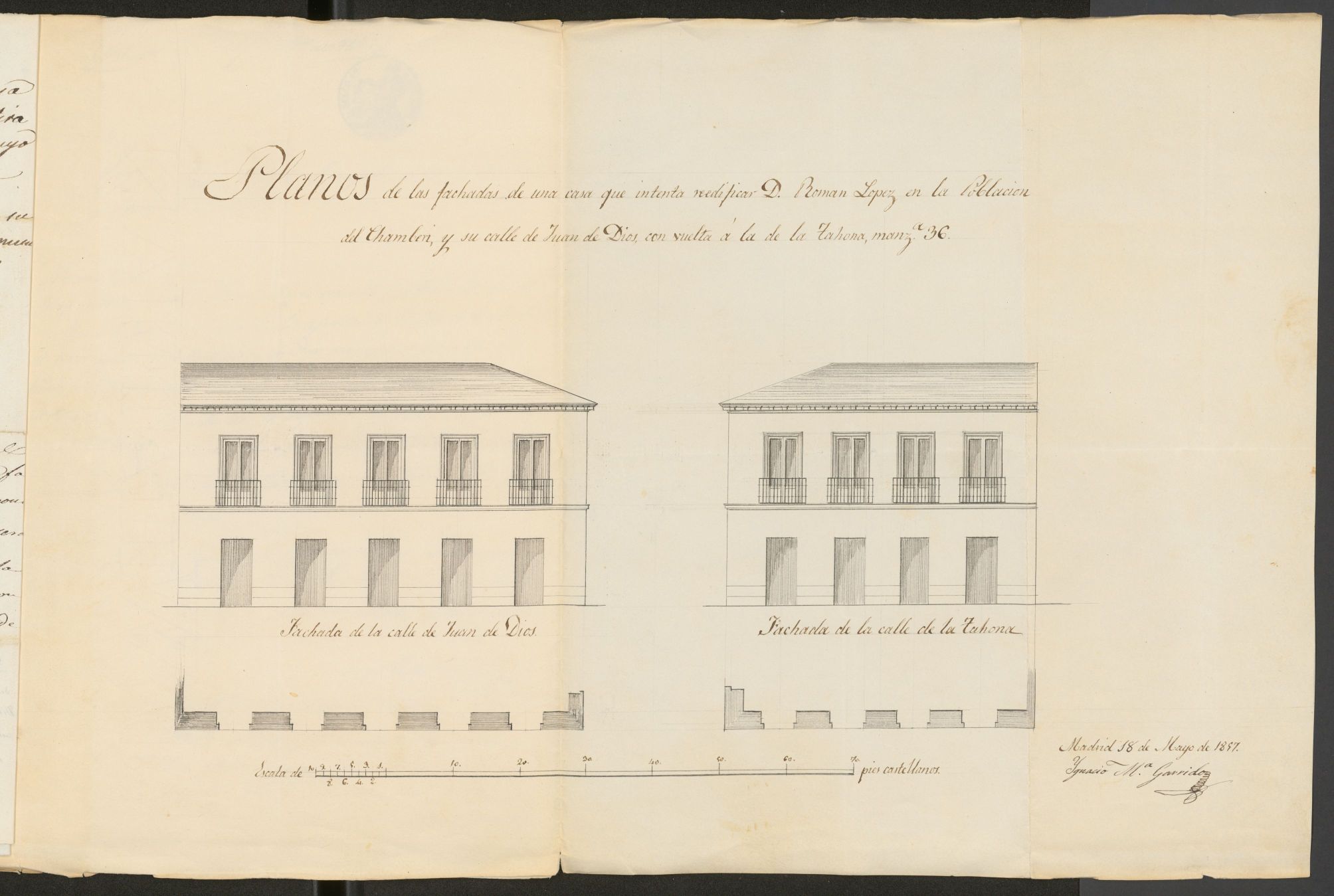 D. Romn Lpez, licencia para construir en las afueras de la Puerta de Bilbao, calle de Juan de Dios, manzana 36