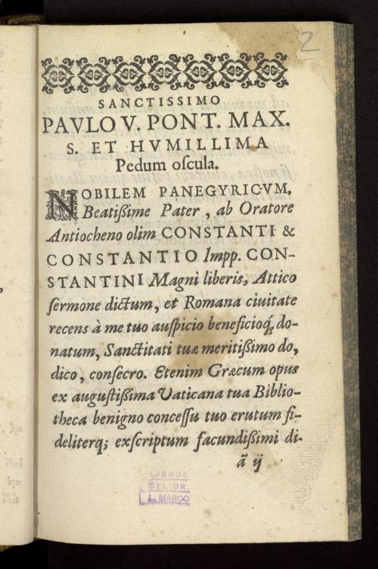 Libanii sev Panegyricvs Constanti et Constantio Impp dictvs : Specvlum Imperatoriae Majestatis & Regiarum virtutum omnium, oratorio & historico lepore conditum. Graecae nunc primum  Vaticana Bibliotheca prodeunt