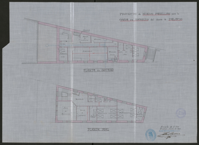 Proyecto de nuevo pabelln para la Casa de Socorro del Distrito de Palacio