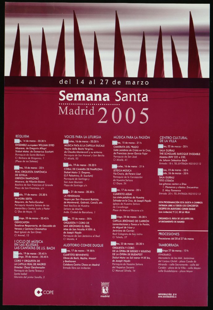 Semana Santa Madrid 2005. Del 14 al 27 de marzo. (Programa)