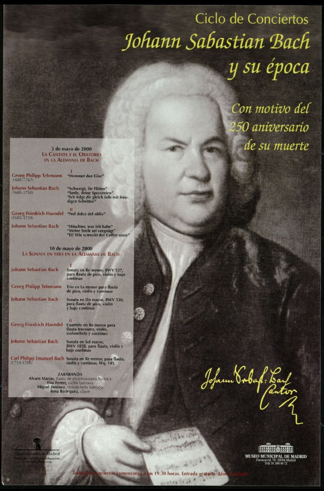 Ciclo de conciertos. Johann Sebastian Bach y su poca con motivo del 250 aniversario de su muerte. (Programa)