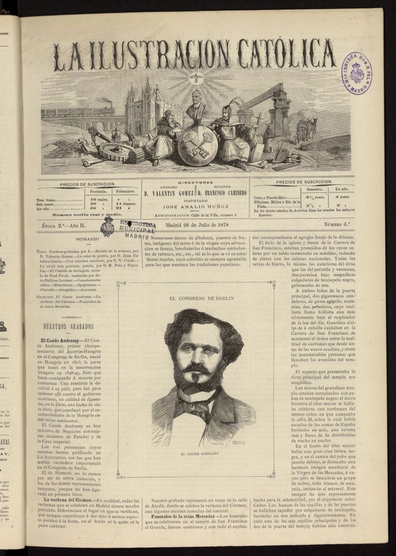 La Ilustracin Catlica del 28 de julio de 1878