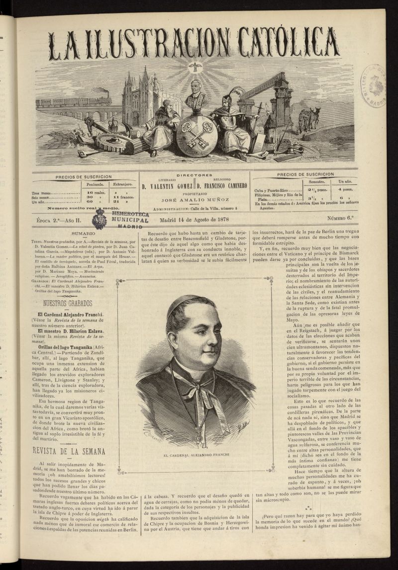 La Ilustracin Catlica del 14 de agosto de 1878