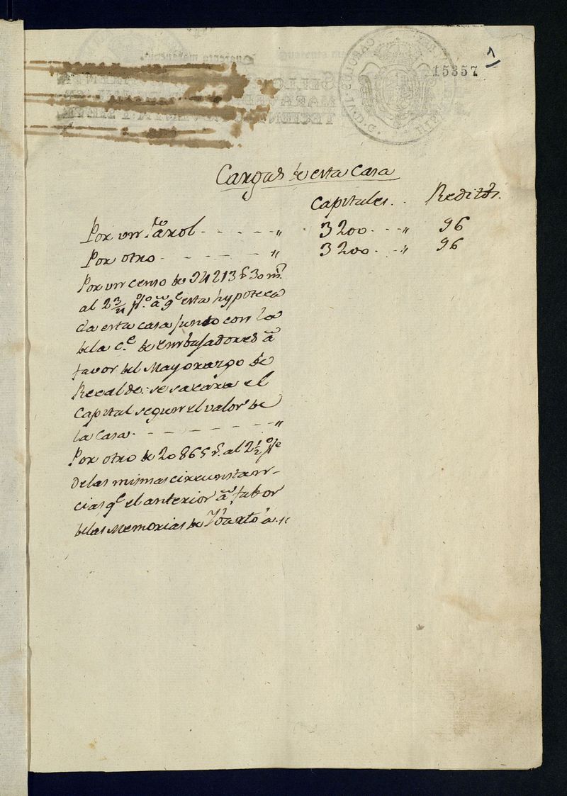 Barba. Ttulos de una Casa Calle de la Cruz de Carabaca, Num. 44. Manzana 56
