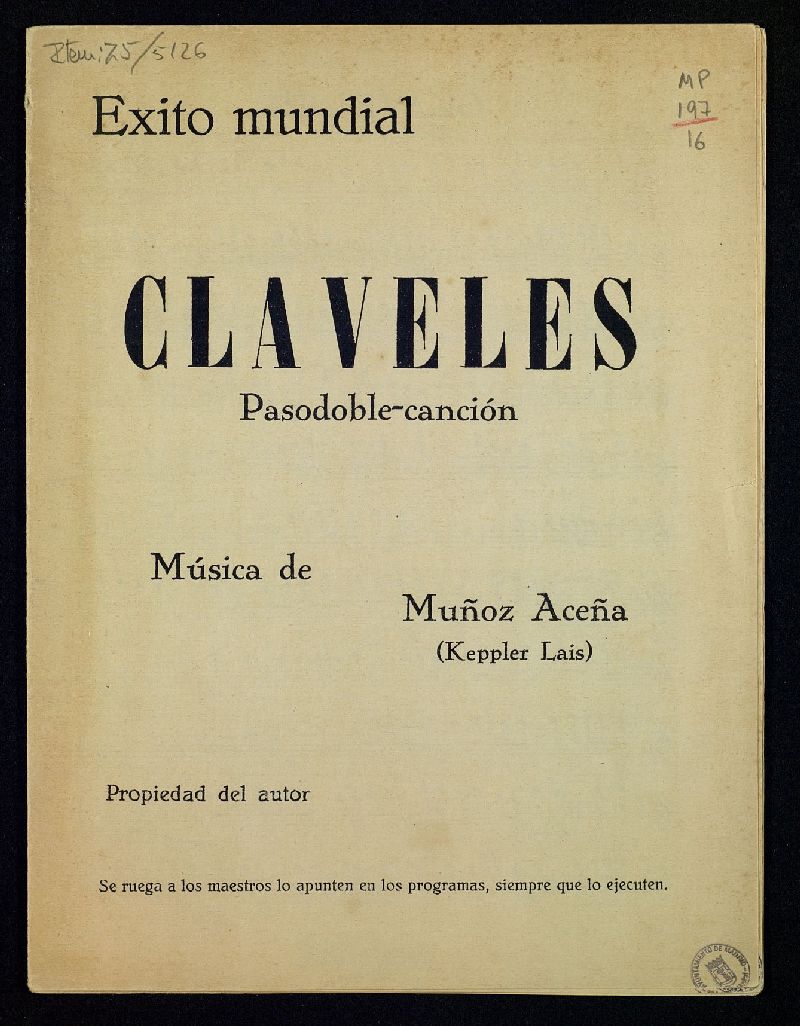 Claveles: pasodoble-cancin