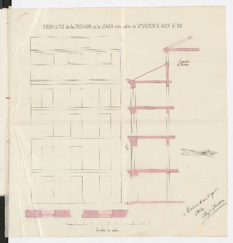 D. Carlos Luis de Rivera y D Josefa Rivera de Milans, dueos de la casa calle de San Vicente Alta n 25, en solicitud de licencia para construirla de nuevo.