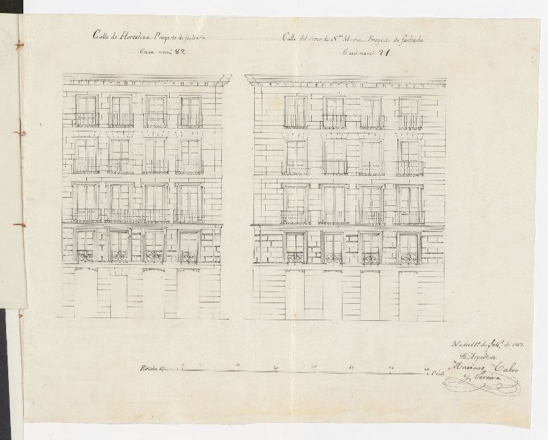 D. Juan Mendoza, en representacin de D. Francisco Bajo, dueo de la casa n 82 nuevo, sita en la calle de Hortaleza, con vuelta a la del Arco de Santa Mara n 21, manzana 316, solicitando licencia para construirla de nueva planta.