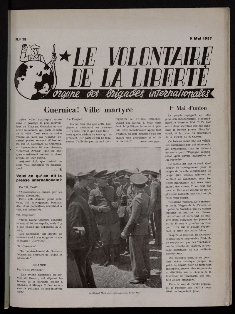 Le Volontaire de la Libert : Organe des Brigades Internationales. 9 Mai, 1937