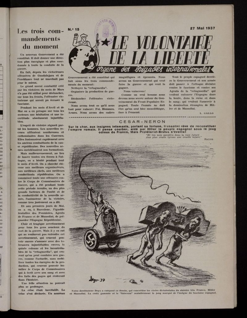 Le Volontaire de la Libert : Organe des Brigades Internationales. 27 Mai, 1937