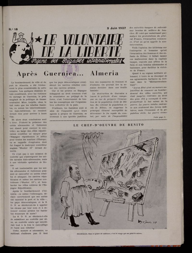 Le Volontaire de la Libert : Organe des Brigades Internationales. 5 Juin, 1937