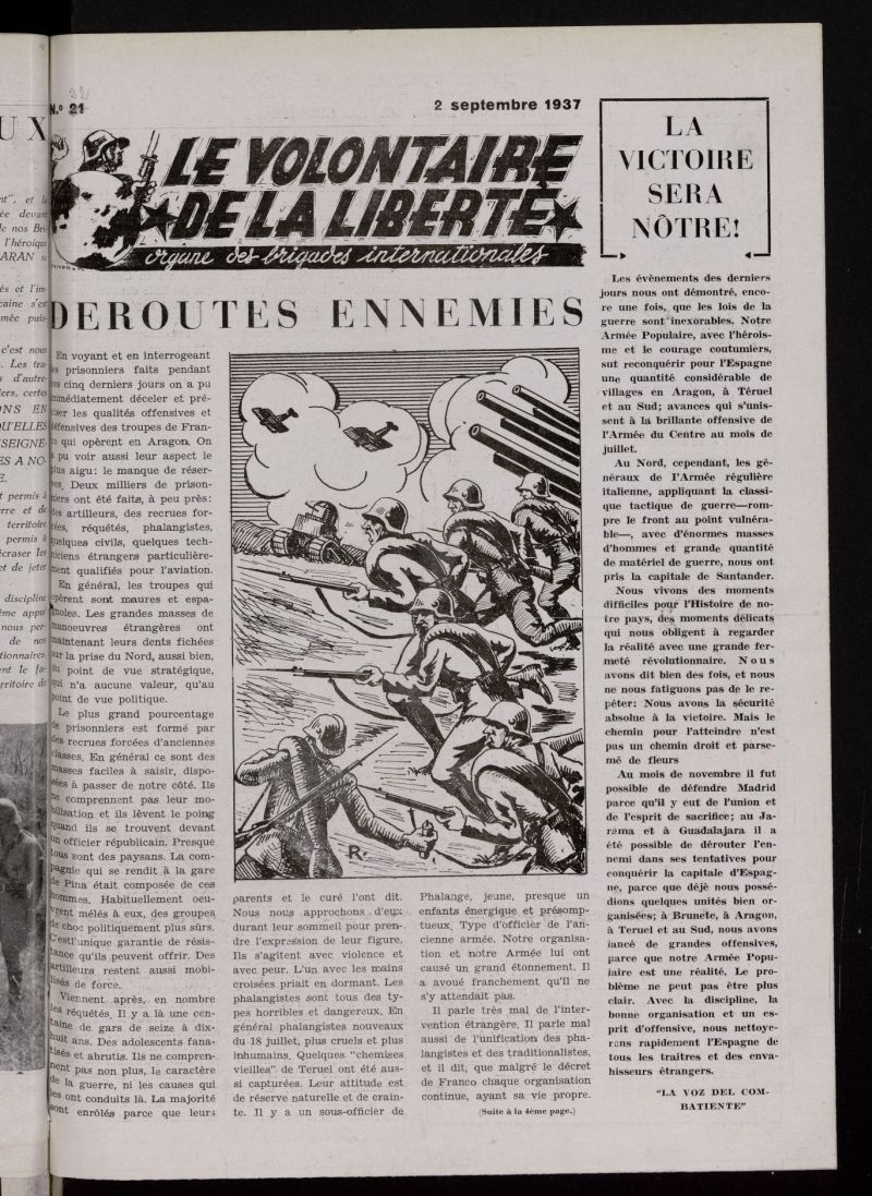 Le Volontaire de la Libert : Organe des Brigades Internationales. 2 Septembre, 1937