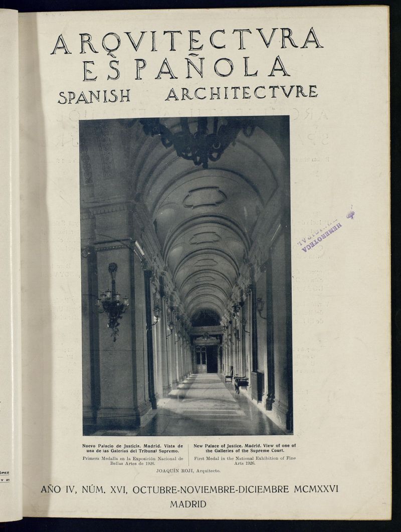 Arquitectura Espaola : revista trimestral bilinge y esencialmente ilustrada. Octubre-noviembre-diciembre de 1926