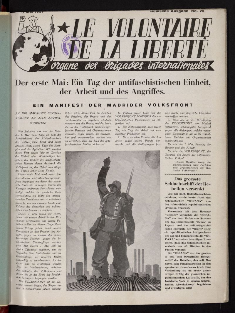 Le Volontaire de la Libert : Organe des Brigades Internationales del 1 de mayo de 1937