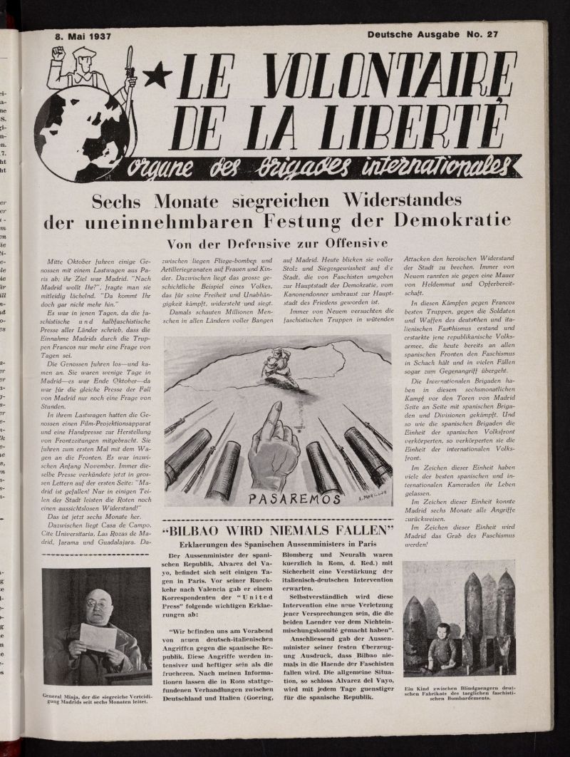 Le Volontaire de la Libert : Organe des Brigades Internationales. 8 mai, 1937