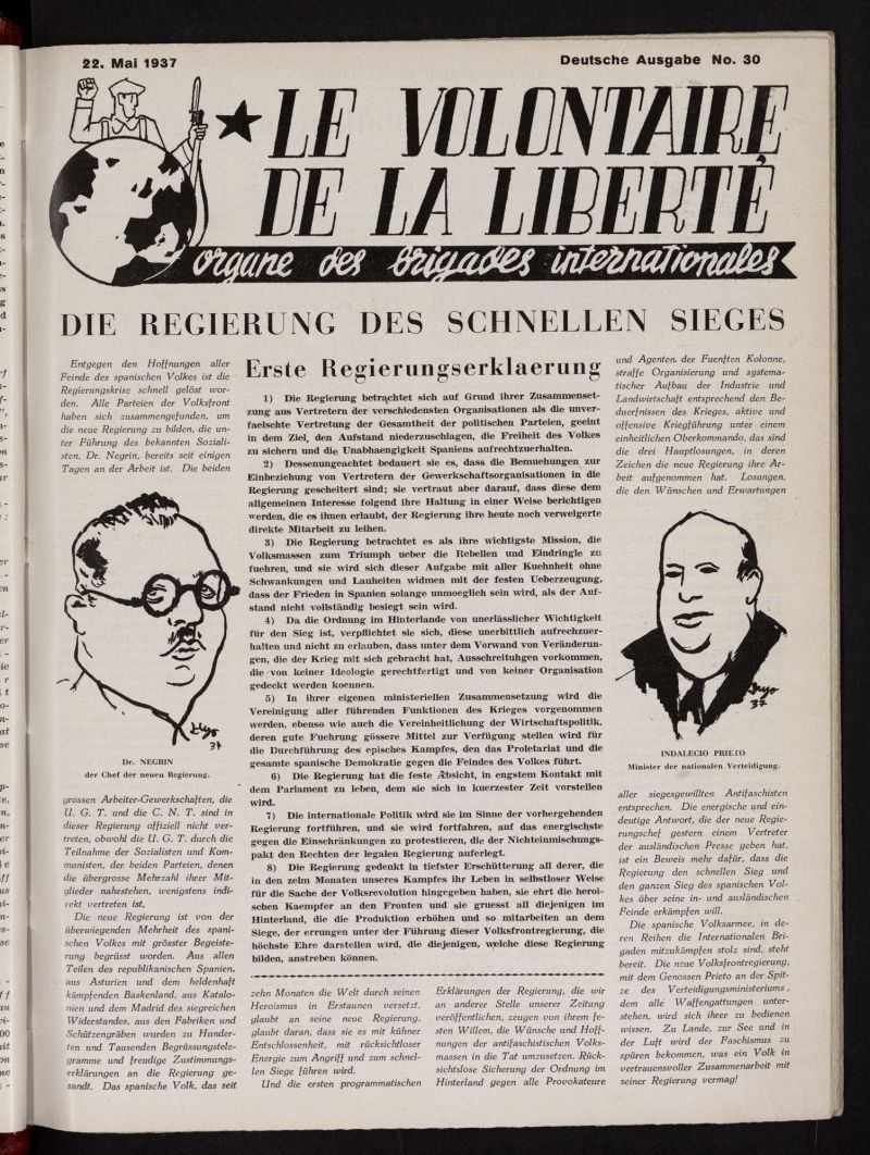Le Volontaire de la Libert : Organe des Brigades Internationales. 22 mai, 1937
