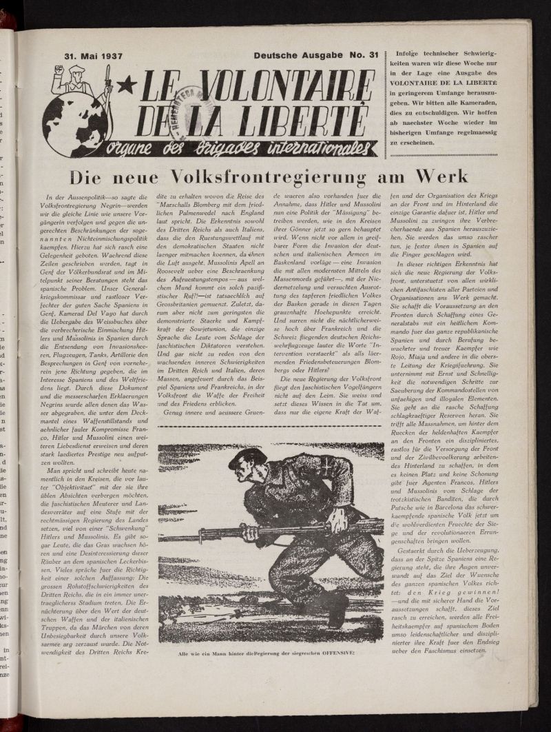 Le Volontaire de la Libert : Organe des Brigades Internationales. 31 mai, 1937