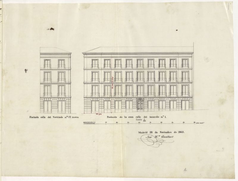 D. Manuel Mara Martnez, en solicitud de licencia para construir de nueva planta la casa n 12 de la calle de Noviciado, con vuelta a la del Acuerdo, 1.