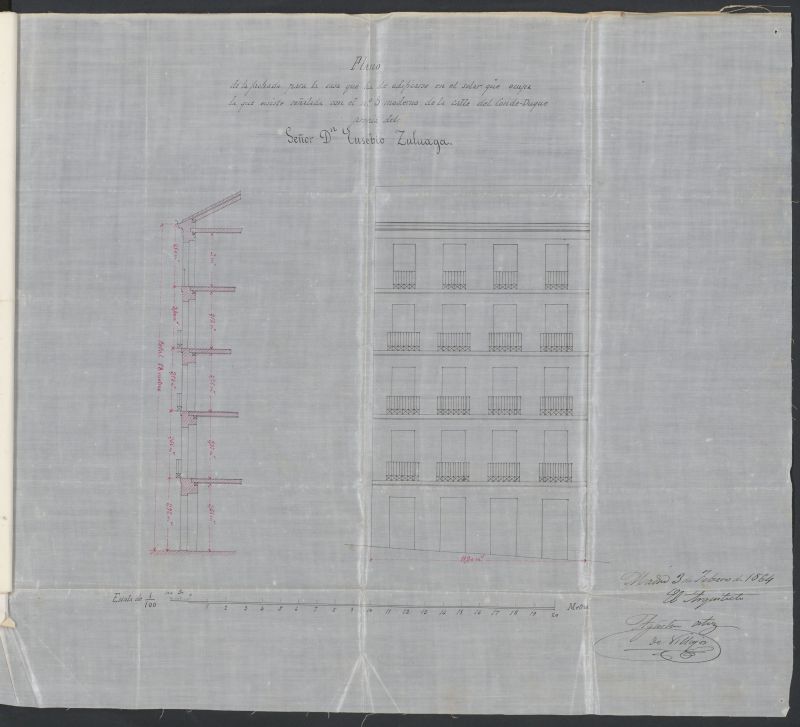 D. Eusebio Zuluaga, en solicitud de licencia para construir de nueva planta la casa n 8 y solar n 10, de la calle del Conde Duque, con accesorias a la Travesa del mismo nombre, manzana 537.