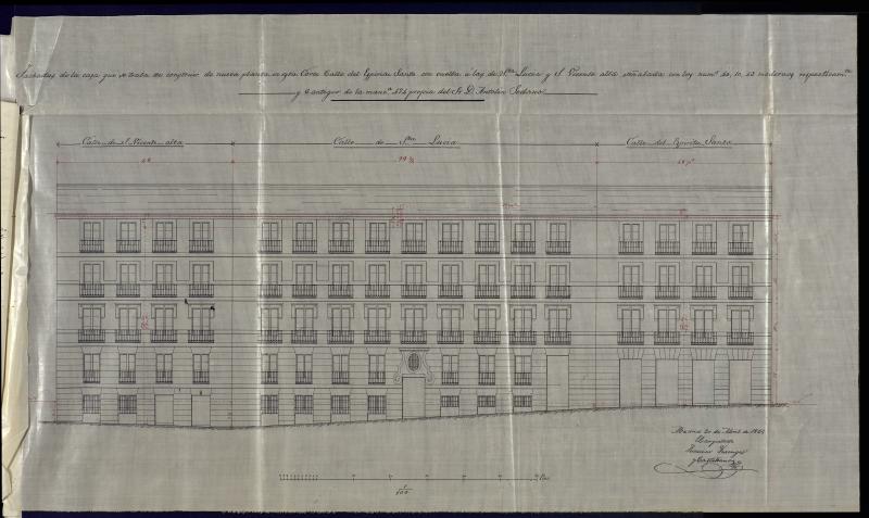 D. Antoln Sedano, para construir de nueva planta su casa calle del Espritu Santo n 40, con vuelta a la de Sta. Lucia n 10 y a la de S. Vicente n 43, manzana 474.