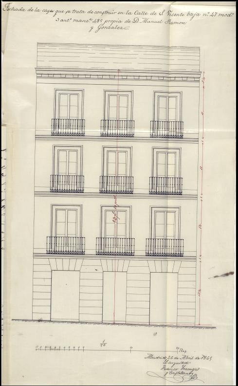 D. Manuel Ramn y Gonzlez, para construir de nueva planta en la calle de S. Vicente Alta n 47 moderno, manzana 485.