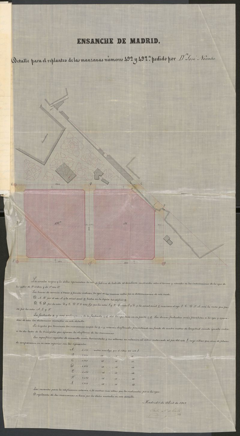 D. Jos M Polledo, y D. Justo Urea, expediente instruido en solicitud de licencia para edificar una casa con destino a labores de madera manzana 494.