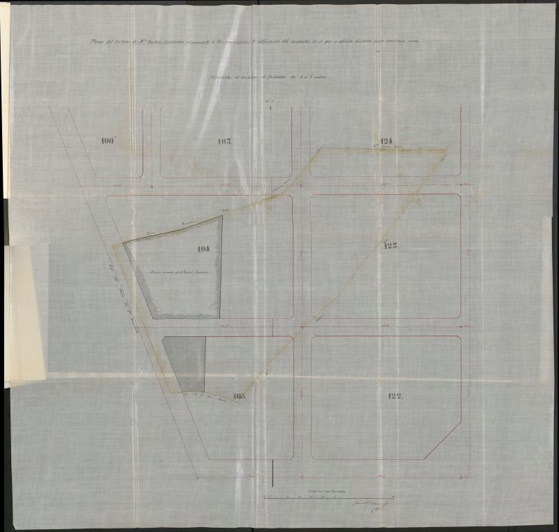 D. Andrs Caamao, expediente instruido en solicitud de licencia para edificar en las manzanas 104, 105, 123, y 124.