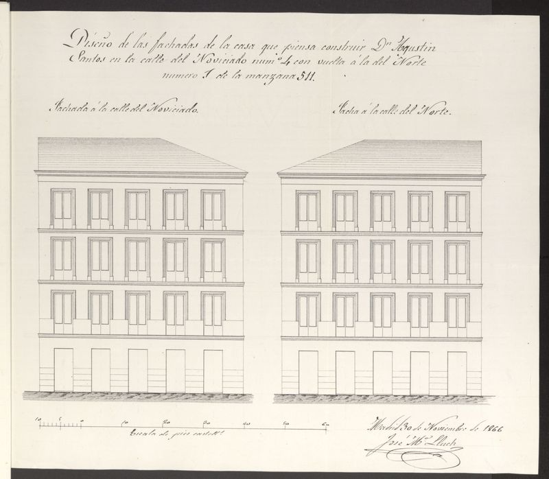 D. Agustn Santos, para edificar en la calle del Noviciado, n 4, con vuelta a la del Norte. n 1.