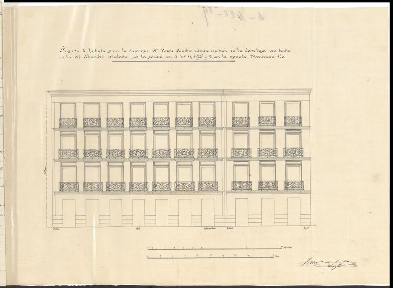 D. Vicente Snchez para construir de nueva planta en su solar, calle de la Cava Baja n 14 duplicado, con vuelta a la de Almendro n 2, manzana 150.