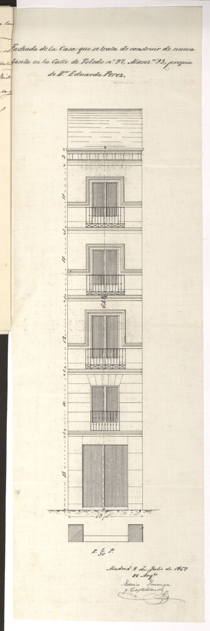 D Eduarda Prez, solicita construir de nueva planta la casa de su propiedad calle de Toledo, n 97.