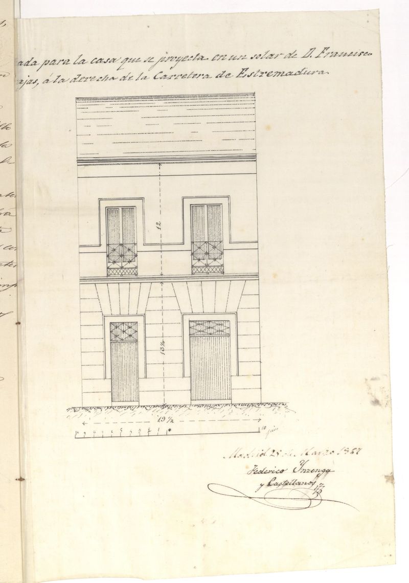 D. Francisco Pedrajos, licencia para edificar con una casa a la derecha de la carretera de Extremadura.