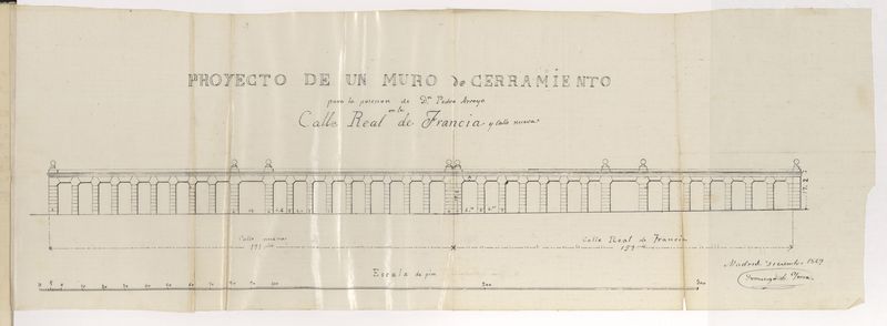 D. Pedro Arroyo, solicitando levantar una pared de cerramiento de un solar contiguo a la casa n 1, Carretera de Francia.