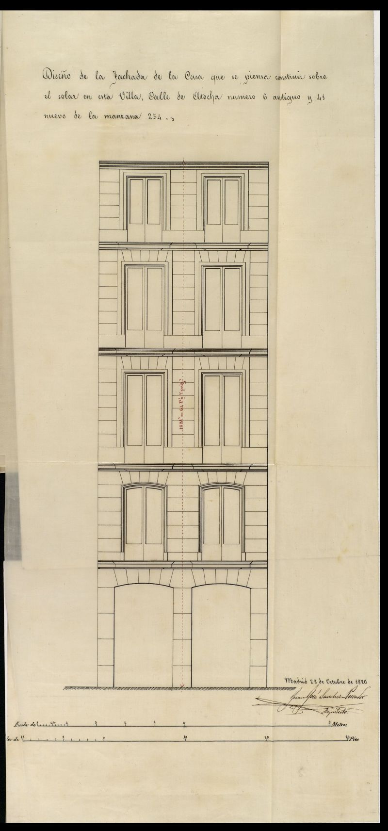 D. Pedro Ochoa, en solicitud de licencia para reedificar su casa calle de Atocha n 41 moderno.