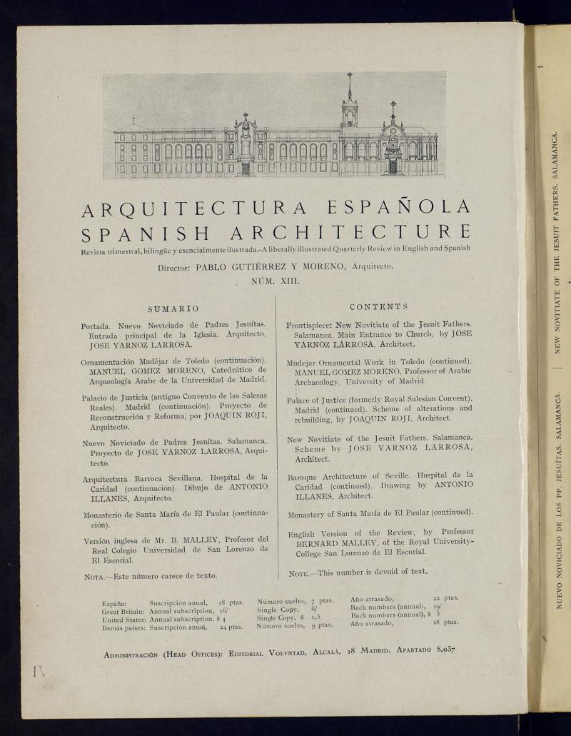 Arquitectura Espaola : revista trimestral bilinge y esencialmente ilustrada de enero-febrero-marzo de 1926